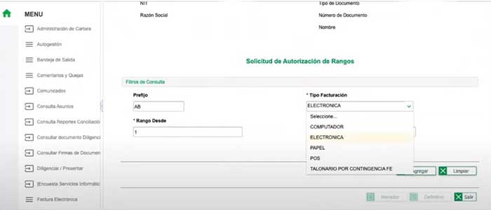 informacion para autorizar rangos de facturacion electronica dian