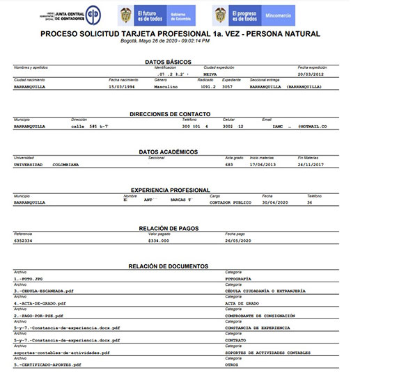 Tarjeta Profesional Contador Publico Primera Vez descarga relacion de archivos