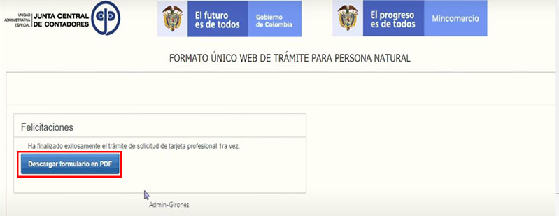 Tarjeta Profesional Contador Publico Primera Vez finalizacion de tramite