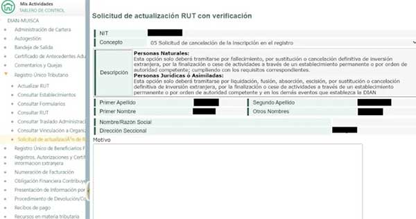 proceso para cancelar el rut